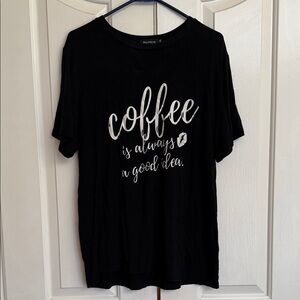 Stylish Black Tee with White Coffee Print
